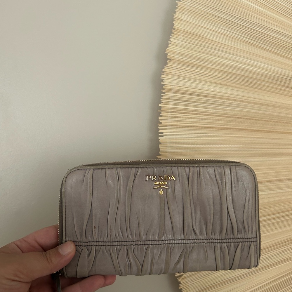 Prada Gray Leather Women's Wallet
